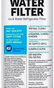 New Genuine SAMSUNG Filter for Refrigerator Water and Ice, Carbon Block Filtration, Reduces 99% of Harmful Contaminants for Clean, Clear Drinking Wate