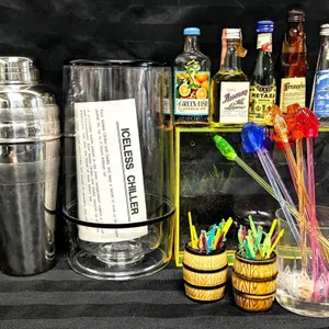 Vintage to Modern Barware: Grey Goose Cocktail Shaker, Benson & Hedges Iceless Chiller, 5 Collectable Mini Bottles, 2 Porcelain Barrels With Picks