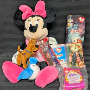 Vintage to Modern Toys: 1999-2000 McDonald's TY Teenie Beanies & Barbie, 1997 Rocket Beanie Baby, WWF Undertaker Toothbrush, 2009 Ty Scooby Doo Pl