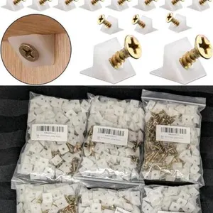 7 New Packs of 106 Furniture Chest Drawer Bottom Repair Wedges with Screws, Uonekamo Plastic Mending Wedges, 90 Degree Drawer Plastic Angle Code Brack