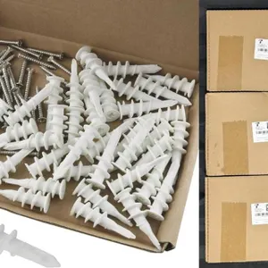 3 New Packs 9f 50 Pcs Self Drilling Drywall Anchors with 50 Screws Assortment, Nylon Self Drilling Sheetrock Anchors for Hanging and Mounting (#8 * 1.