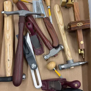 BOX OF ASSORTED TOOLS INCLUDING; HAMMERS, CHISELS, PLANES & MORE