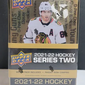 2021 - 2022 Upper Deck NHL Hockey Series Trading Card Packs in Sealed Tin . 9 Packs , 8 Cards per Pack