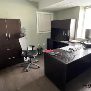 L-Shaped Desk, Cabinet & Office Chairs (Computer, Contents of Desk & Cabinet Not Included)
 UNRESERVED