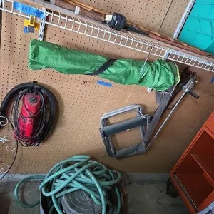 Shelf/ Wall Contents: Wash Tub, Hose
