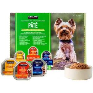 Kirkland Signature Pate Dog Food 45 x 99.2 g Trays, 3 Varieties