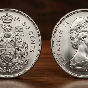 1966 Canada 50-Cent Coin Featuring Queen Elizabeth II (1Coin)