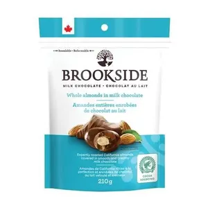 Brookside Milk Chocolate Whole Almonds, 12 Bags x 210g Each