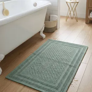 Riviera Home Cotton Woven Bath Mat, Green, 24 x 34 inches