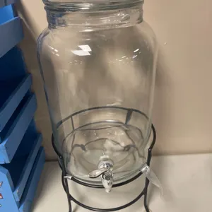 Glass Beverage Dispenser with Metal Stand and Spigot