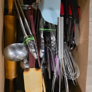 Kitchen Utensils Including Whisk, Spatula, Tongs, and More