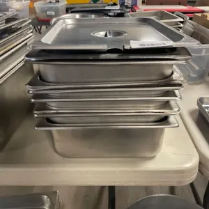 Lot of Stainless Steel Steam Table Pans With Lids