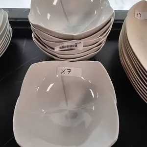 Lot of 7 White Square Bowls, Modern Design
