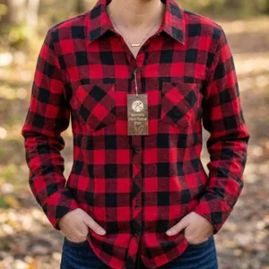 Rothco Women’s Plaid Flannel Shirt, Red/Black, Size XL