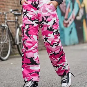 Rothco Women's Paratrooper Pink Camo Cargo Pants Size S with Adjustable Drawstrings