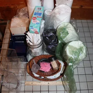 Napkin Holders, Foam Cups, Lids, Coffee Stirrers, Straw Holders, and Straws