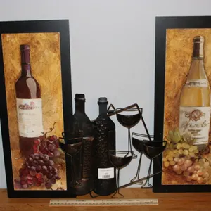 2 Wine-Themed Plaques and a Metal Plaque