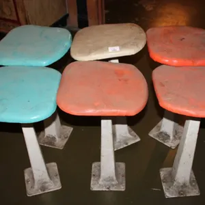6 Vintage Porcelain Enameled Soda Shop Stools, 25 Inches Tall