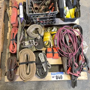 Pallet Lot; Ratchet Straps, Slings, Booster Cables