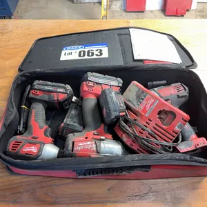 Milwaukee M18 Drill, 1/4 Driver, 1/2 Impact With Batteries & Charger