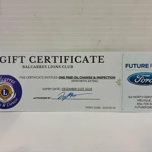Future Ford Oil Change Gift Certificate