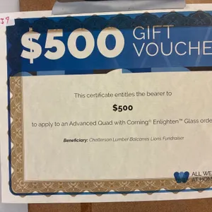 All Weather Window $500 Glass/window Certificate