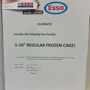 One 10" Regular Frozen Cake Certificate