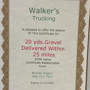 30 yds of Gravel $700 certificate