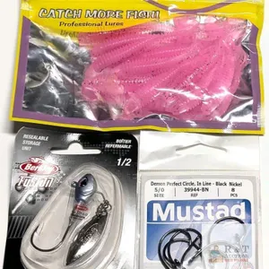 New Fishing Lures & Hooks : Berkeley Fusion19 ½ Underspin Needle Point 5/0 Hook Glitter Shad, 8pcs Mustad Demon Perfect Circle In Line Black Nicke