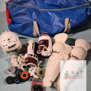 Hockey Equipment with Hockey Bag 36" Long - Cooper Helmet SK 2500 L, Shin Guards, Gloves +