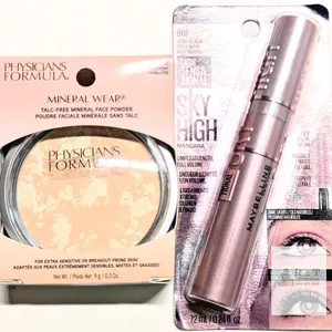 New Physician's Formula Mineral Wear Talc-Free Mineral Face Powder (3835C Translucent) & MAYBELLINE Lash Sensational Sky High Mascara (801 Very Bl