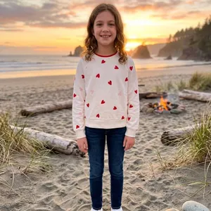 Gap Kids Crew Sweatshirt With Heart Pattern, Size Large (10/12)