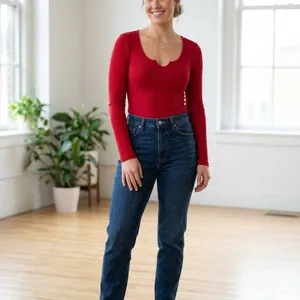 Falechay Red Long-Sleeve Women’s Shirt, Size Large
