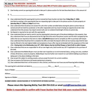 OPENING BID FORM: