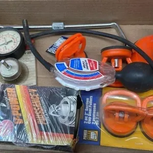 Tray of Asst. Tools. Suction Cups, Battery