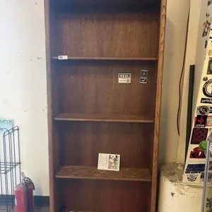 Wood Bookshelf w/Assorted Posters