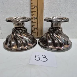 2 Scandinavian Silver Candlestick Holders