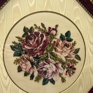 Shadow Box Large Petit Point Floral 20 x 20 inches