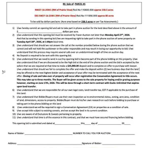 PARCEL #1 OPENING BID FORM