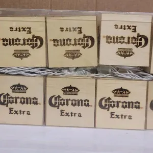 Corona Extra LSO10F String Lights, Wood Cube Covers, 10 Lights, Indoor/Outdoor, 120V