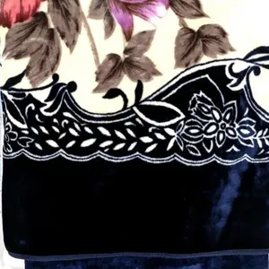 Sofari Collection S.C.L Korean Mink Blanket - 78"x88", 100% Acrylic, Floral, Made in Korea