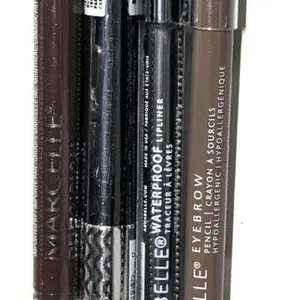 3 New ANNABELLE : Eyebrow Pencil (Taupe), Waterproof Lipliner (Boysenberry), Brush Tip Eyeliner (Black) &: Marcelle Precision Liquid Waterproof Ey