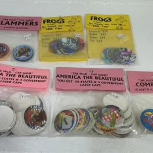 Lot of 6 Vintage Milk Cap Slammer Cap Games