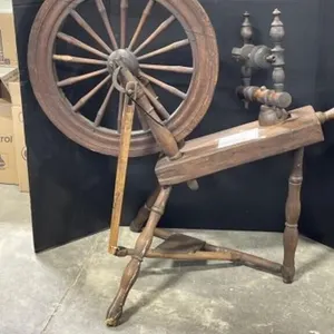 Antique Spinning Wheel, Signed By Maker In