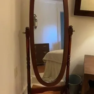 Full body mirror on wooden stand adjustable