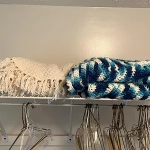 Crocheted quilt and knitted throw