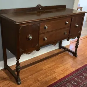 Wood serving buffet and contents