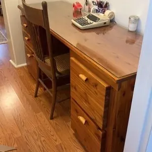 Custom-made cedar five drawer desk
