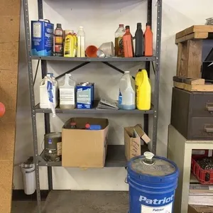 Shelf & Contents, Oil, Antifreeze, Acetone & More
