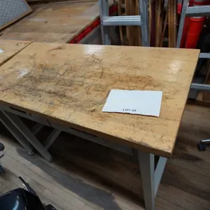 wood-top metal 2-drawer table